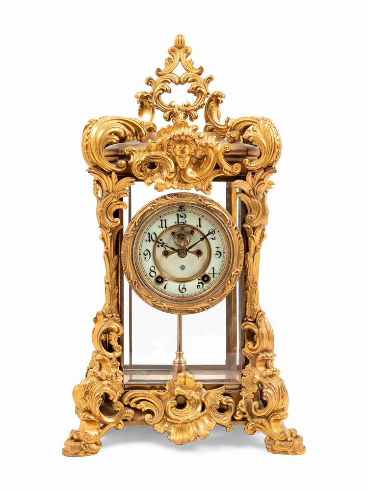 Appraisal: An Ansonia Regal Gilt-Metal and Crystal Regulator Clock An Ansonia