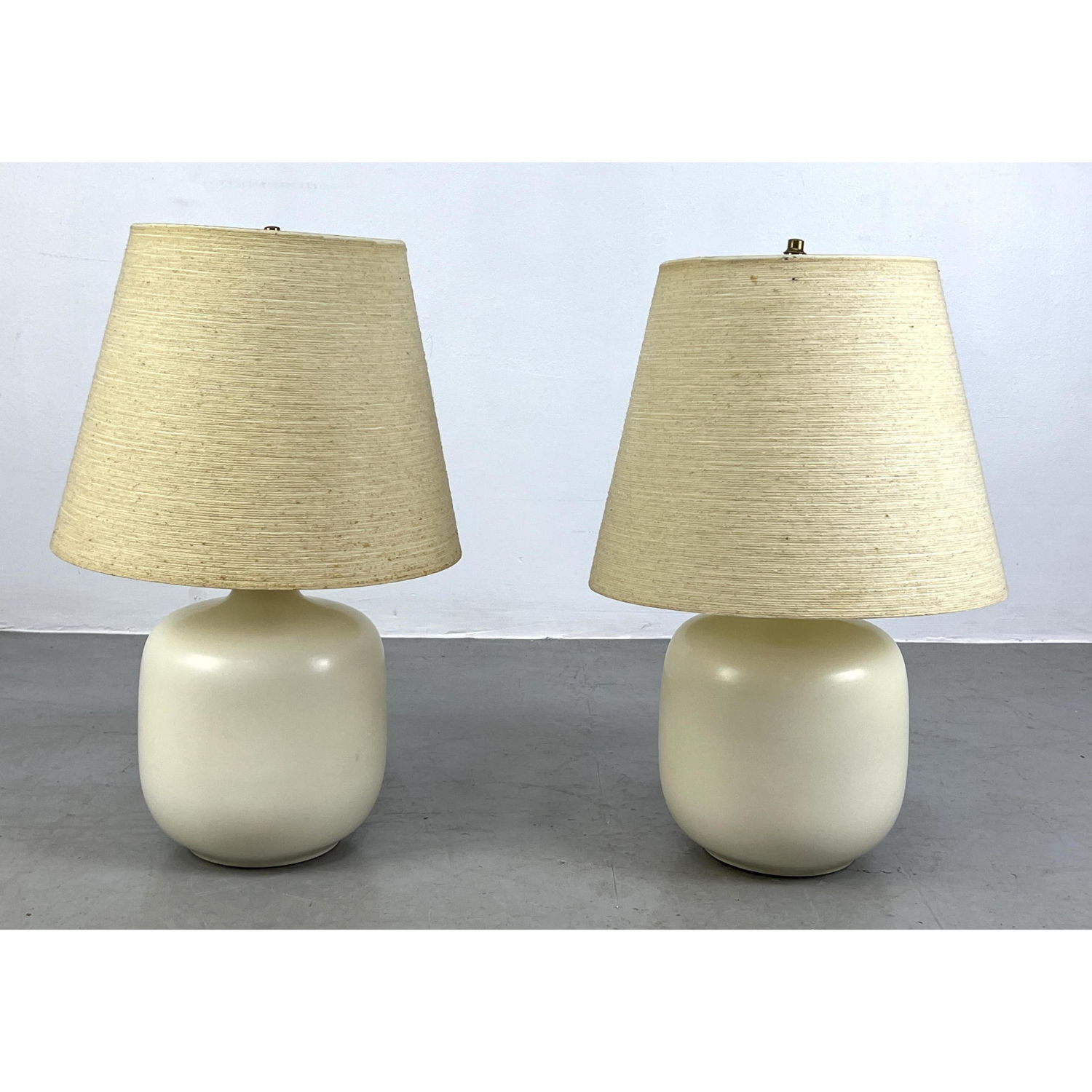 Appraisal: Pair Bostlund table lamps marked on socket Original shades Few