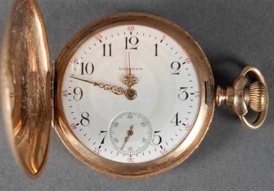 Appraisal: Waltham heavy K gold engraved hunting-case pocket watch movement marked