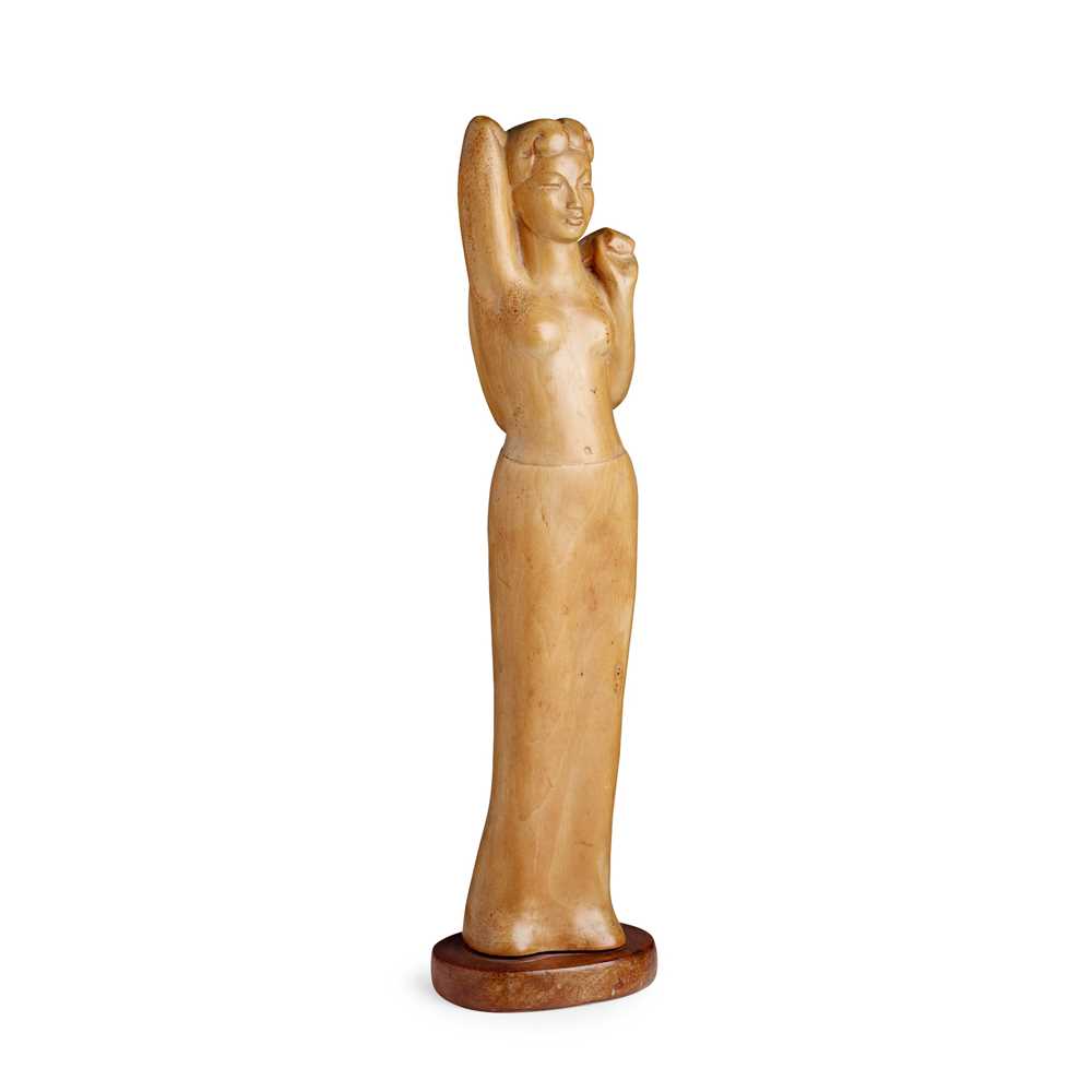 Appraisal: JOHN MACALLAN SWAN - STANDING FIGURE carved wood incised with