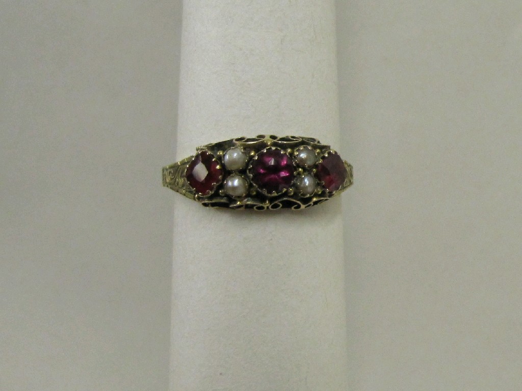 Appraisal: Victorian ct gold seed pearl and gem set dress ring