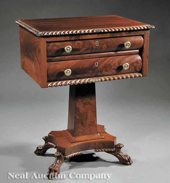 Appraisal: An American Classical Carved Mahogany Work Table c Philadelphia case