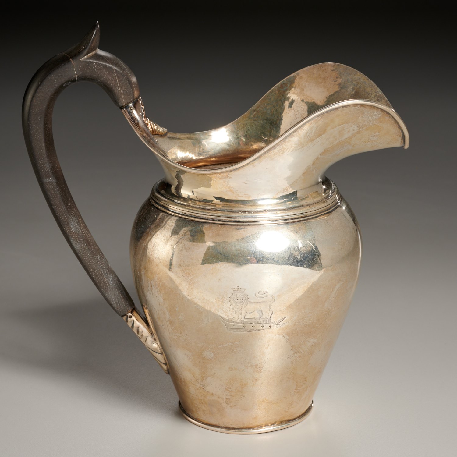 Appraisal: GEORGE IV SILVER PITCHER WITH EBONY HANDLE Letter dated Birmingham