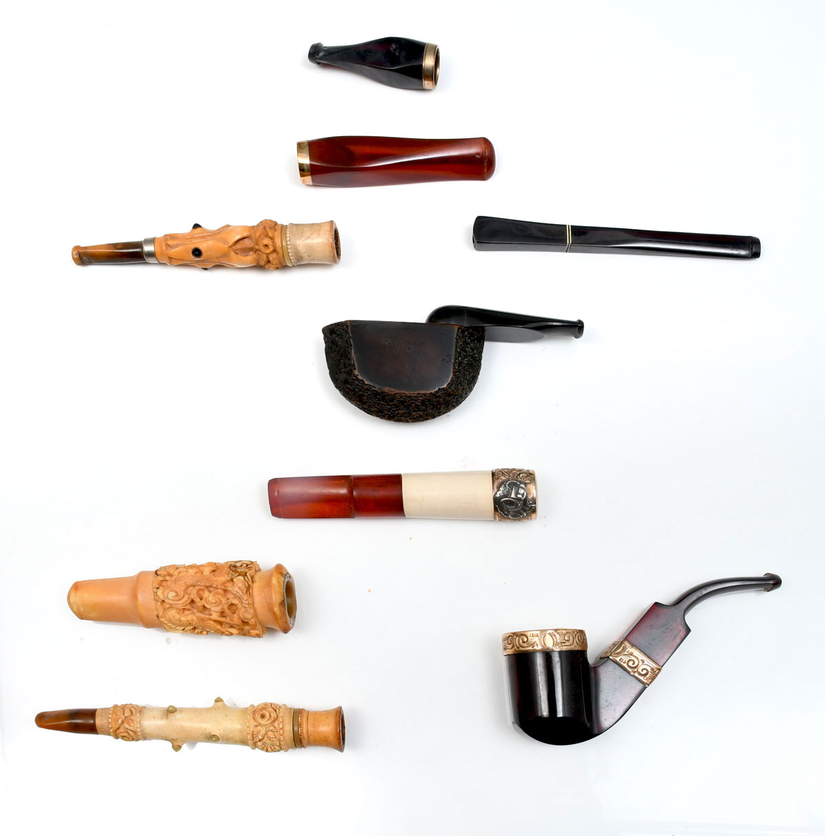 Appraisal: PC PIPE AND CIGAR CIGARETTE HOLDER COLLECTION Largest Approx ''