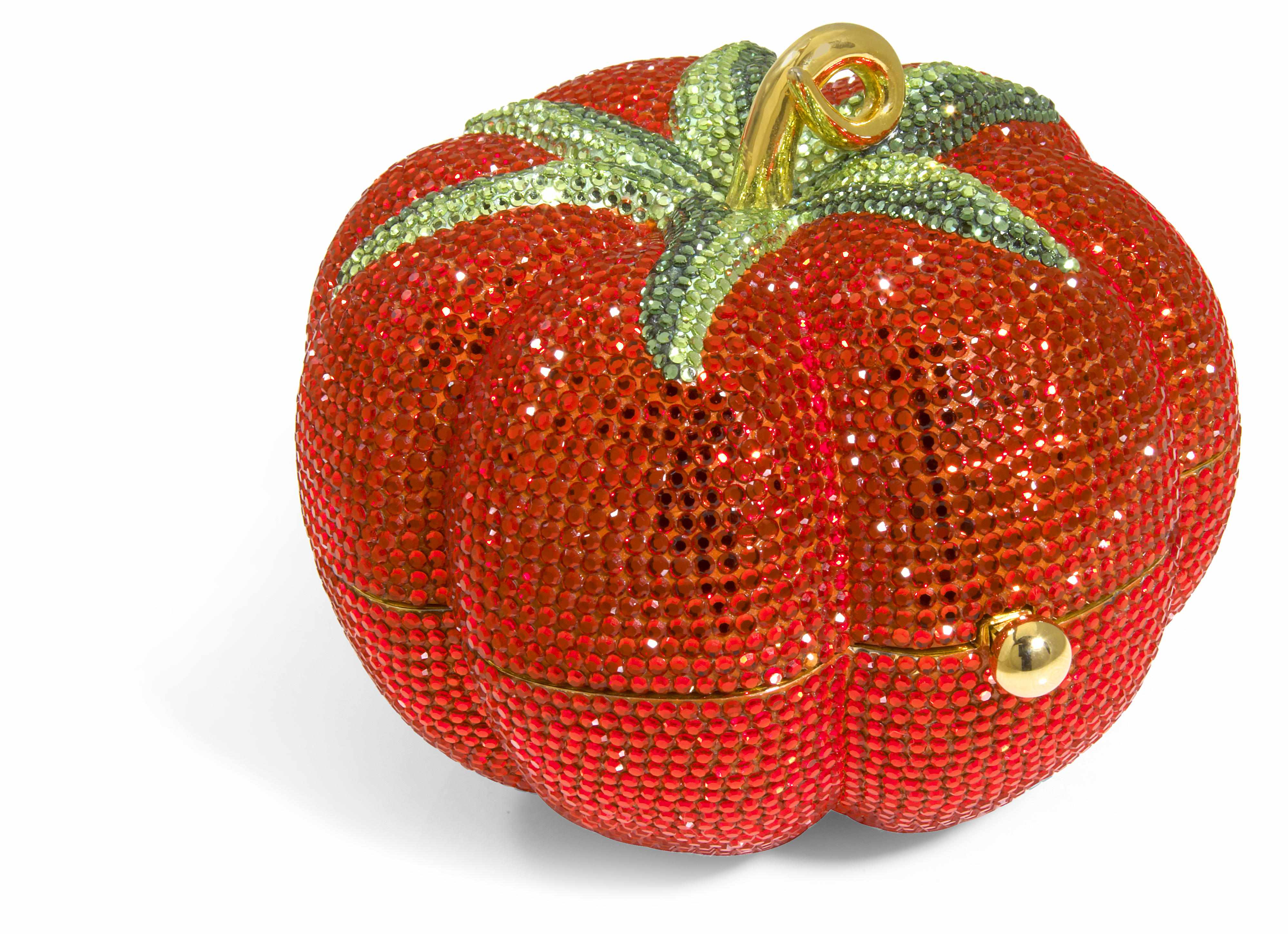 Appraisal: A crystal tomato minaudiere Judith Leiber interior with a mirror