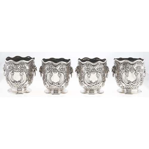 Appraisal: A set of four Victorian silver single bottle wine coolers