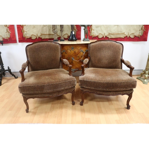 Appraisal: Pair of modern French Louis XV style large size armchairs