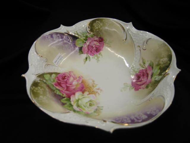 Appraisal: R S Prussia Porcelain Berry Bowl rich floral nouveau shape