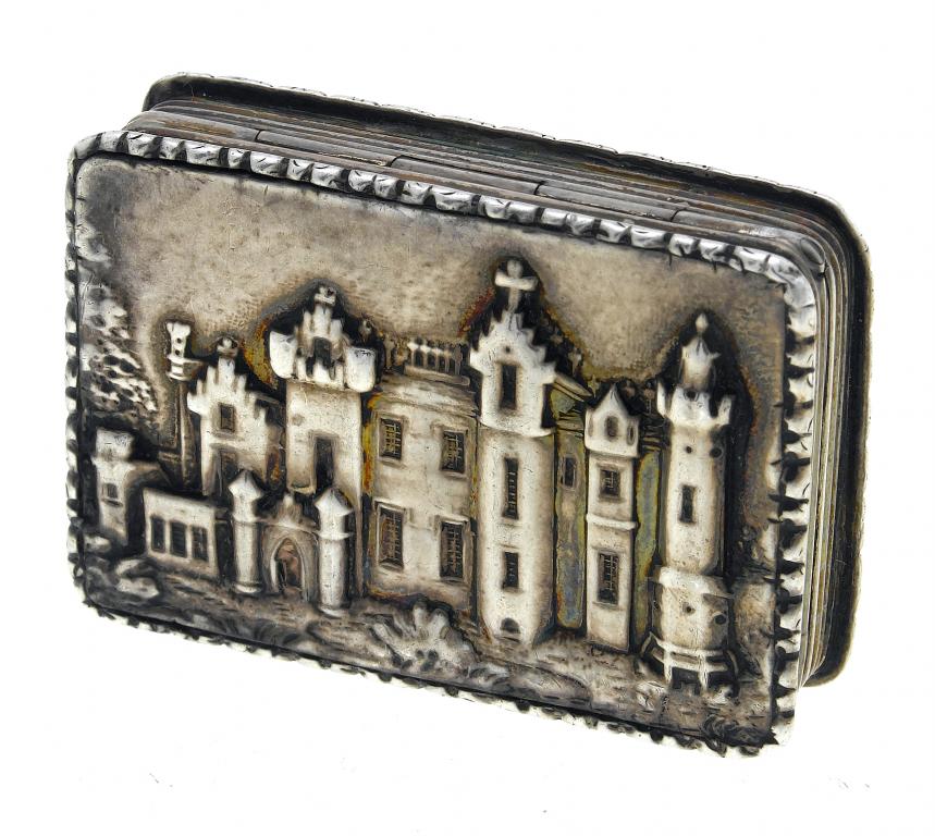 Appraisal: A VICTORIAN SILVER 'CASTLE TOP' VINAIGRETTE die-stamped with Abbotsford House