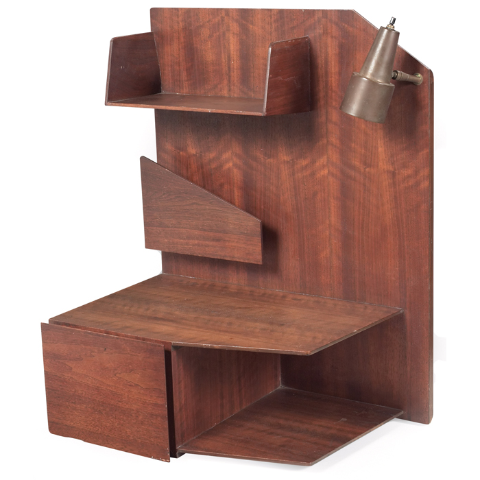 Appraisal: Gio Ponti wall cabinet night stand by Singer s walnut