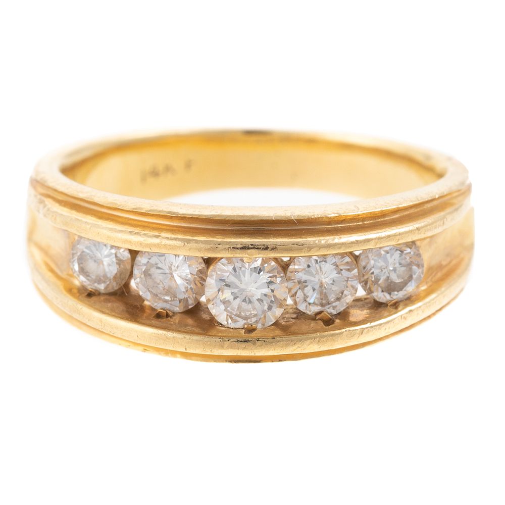 Appraisal: A Channel Set Diamond Ring in K Yellow Gold K