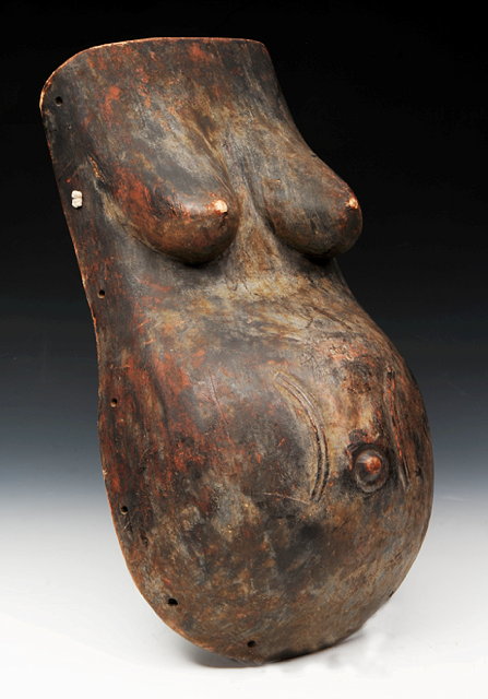 Appraisal: AN AFRICAN TRIBAL CARVED WOODEN PREGNANT FEMALE TORSO with stylised