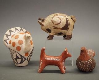 Appraisal: Pueblo animal figures Four early-mid th century Southwest American Pueblo