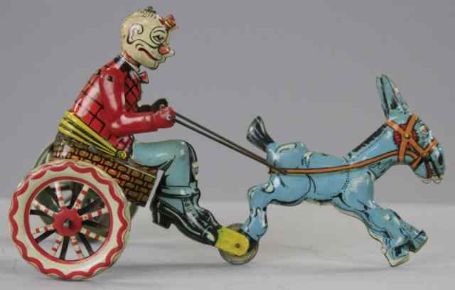 Appraisal: INGAP HAPPY HOOLIGAN RIDING DONKEY CART Italy lithographed tin red