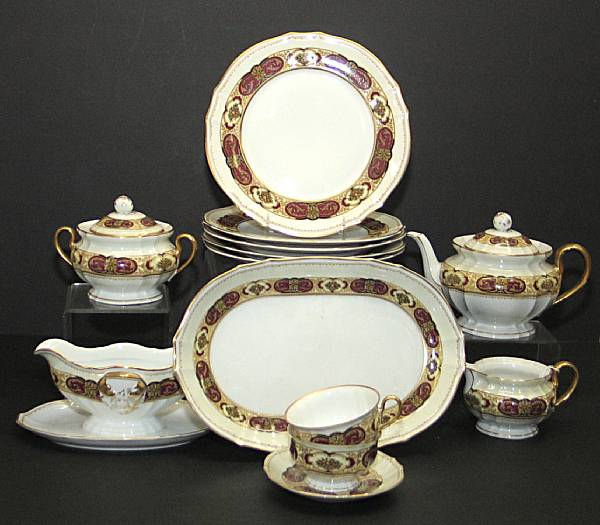 Appraisal: A Furstenberg Old Brunswick porcelain dinner service Decorated with a