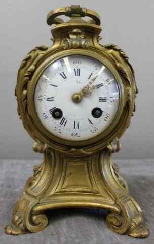 Appraisal: Antique Louis XV Style Bronze Clock Illegible signature on dial