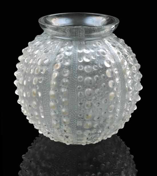 Appraisal: A Rene Lalique 'Oursin' pattern glass vase Circa Spherical with