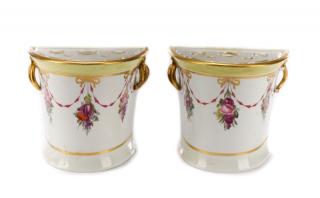 Appraisal: Pair of Early Davenport Demilune Bough Pots Davenport English -