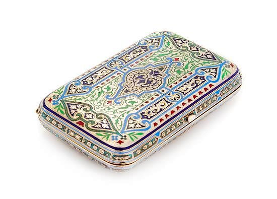 Appraisal: A Russian Silver and Enamel Cigarette Case Mark of Pavel