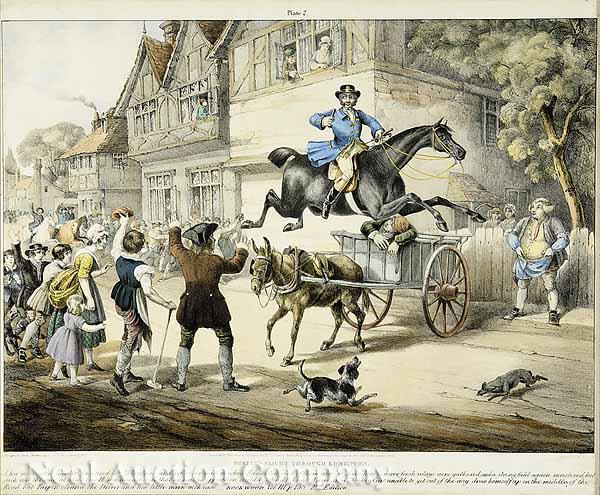 Appraisal: A Set of Four Hand-Colored Lithographs of the Famous Highwayman