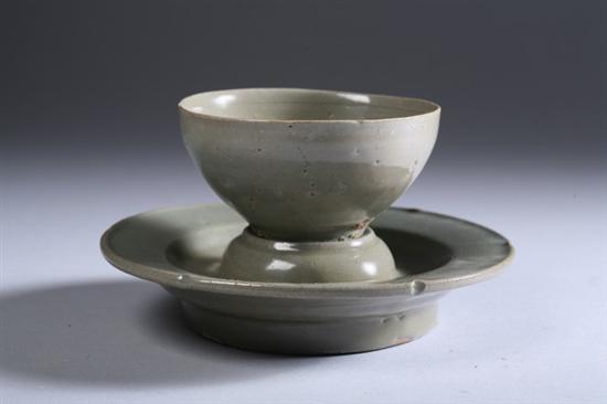 Appraisal: KOREAN CELADON PORCELAIN BOWL AND FITTED STAND Koryo Dynasty -