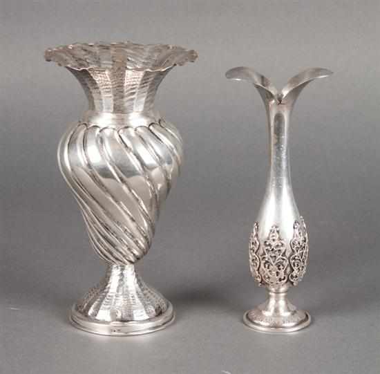 Appraisal: Two Italian silver vases th century one in H the