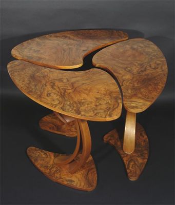 Appraisal: A set of three Ian Skinner American walnut occasional tables