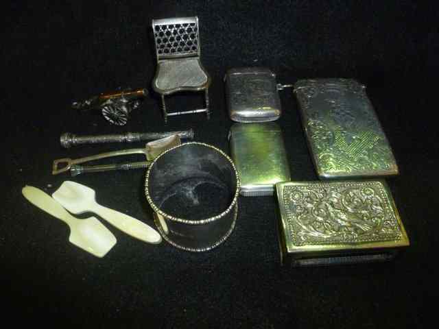 Appraisal: A SMALL COLLECTION OF MISCELLANEOUS SILVER to include a card