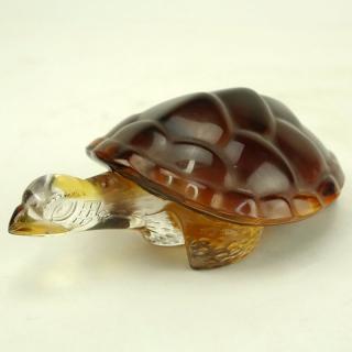 Appraisal: Lalique Caroline Turtle Form Amber Color Crystal Figurine Lalique Caroline