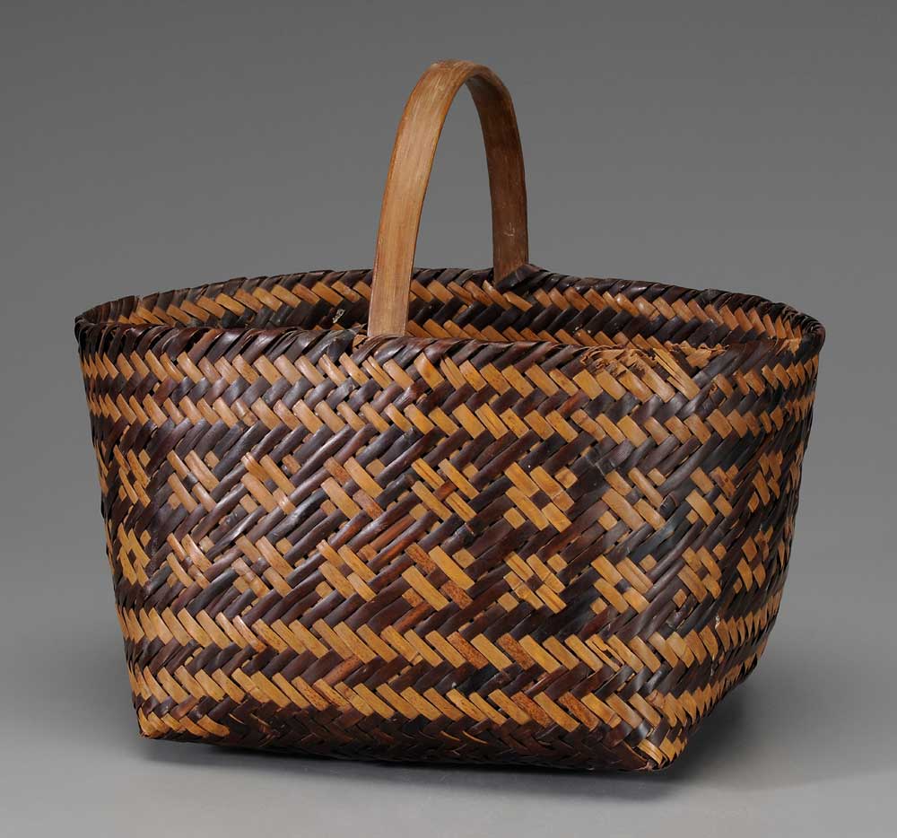 Appraisal: Cherokee Double-Woven Cherokee River Cane Basket North Carolina mid th