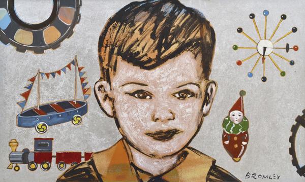 Appraisal: DAVID BROMLEY born Young Boy and Toys acrylic on canvas