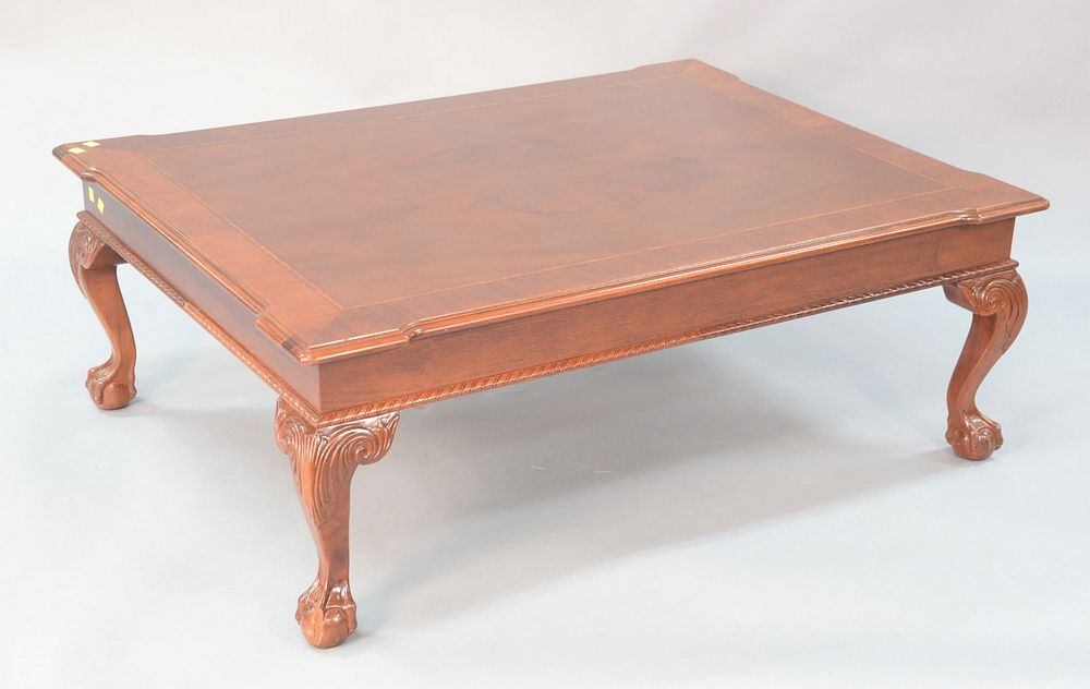 Appraisal: Ethan Allen Chippendale-style coffee table with banded inlaid top ht