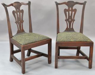 Appraisal: Pair of Chippendale mahogany side chairs with carved ears and