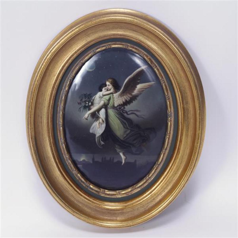 Appraisal: GERMAN OVAL PORCELAIN PLAQUE WITH HAND PAINTED DEPICTION OF THE