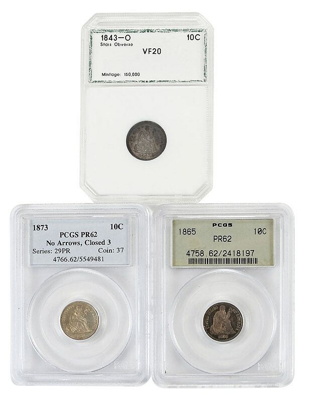 Appraisal: Three U S Dimes -O proof proof - Provenance Private