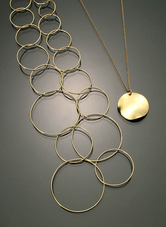 Appraisal: Italian -Karat Yellow-Gold 'Classic Disc' Pendant Necklace and a Graduated