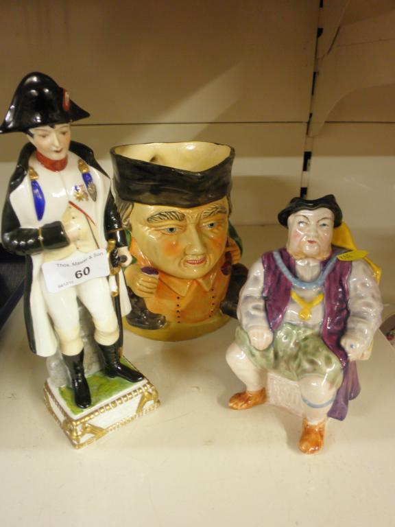 Appraisal: A Continental porcelain statue of Napoleon a character jug and