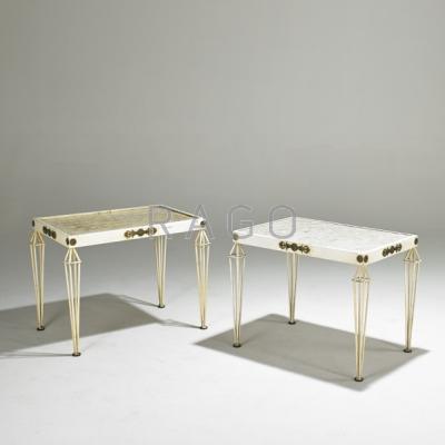 Appraisal: STYLE OF WILLIAM BILLY HAINES Pair of side tables USA