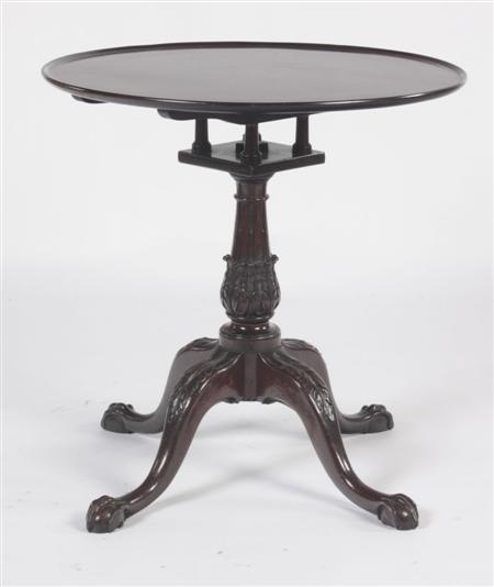 Appraisal: A George III mahogany circular tilt-top table Probably Irish the