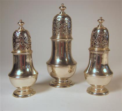 Appraisal: Group of three George III sterling silver casters probably samuel