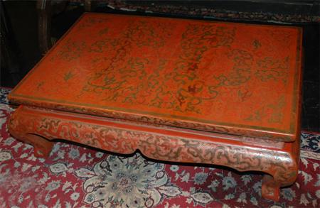 Appraisal: Chinese Red Painted Coffee Table Estimate nbsp nbsp nbsp -