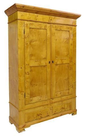 Appraisal: Danish Biedermeier style burled birch cupboard early th c having