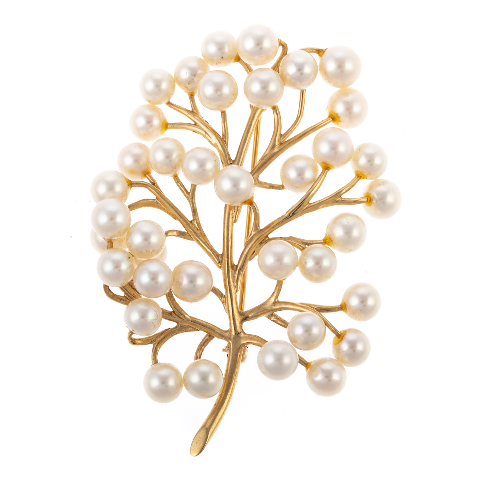 Appraisal: A PEARL BRANCH BROOCH IN K YELLOW GOLD K yellow