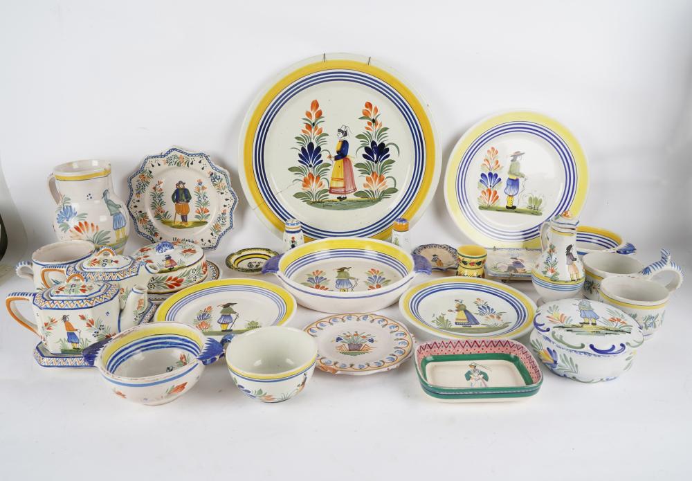 Appraisal: ASSEMBLED QUIMPER FAIENCE SERVICEcomprising pieces of Henriot in various patterns