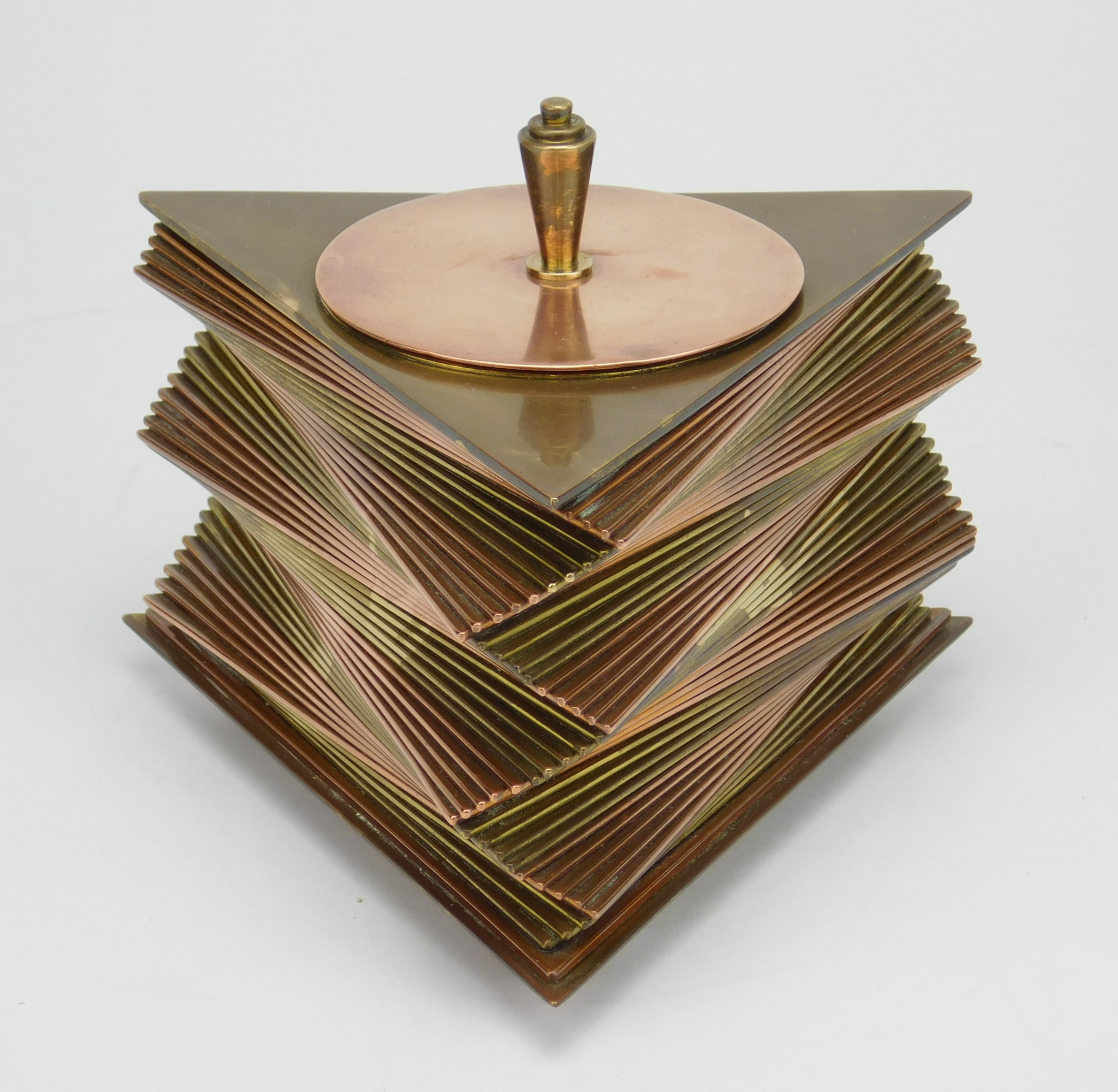 Appraisal: John Otar Art Deco brass and copper cigarette box ca