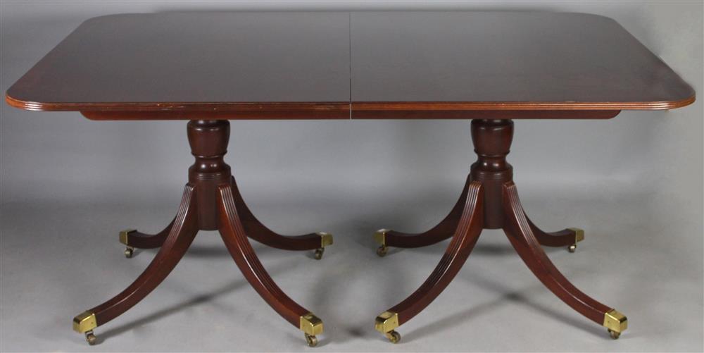 Appraisal: BAKER HISTORIC CHARLESTON COLLECTION MAHOGANY TWO PEDESTAL DINING TABLE the