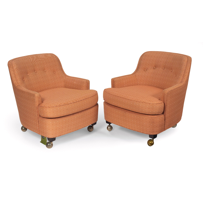 Appraisal: Edward Wormley armchairs pair by Dunbar original upholstery with tufted