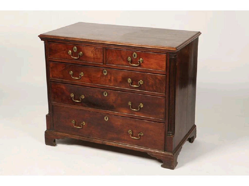 Appraisal: A GEORGE III MAHOGANY CHEST OF DRAWERS the rectangular moulded