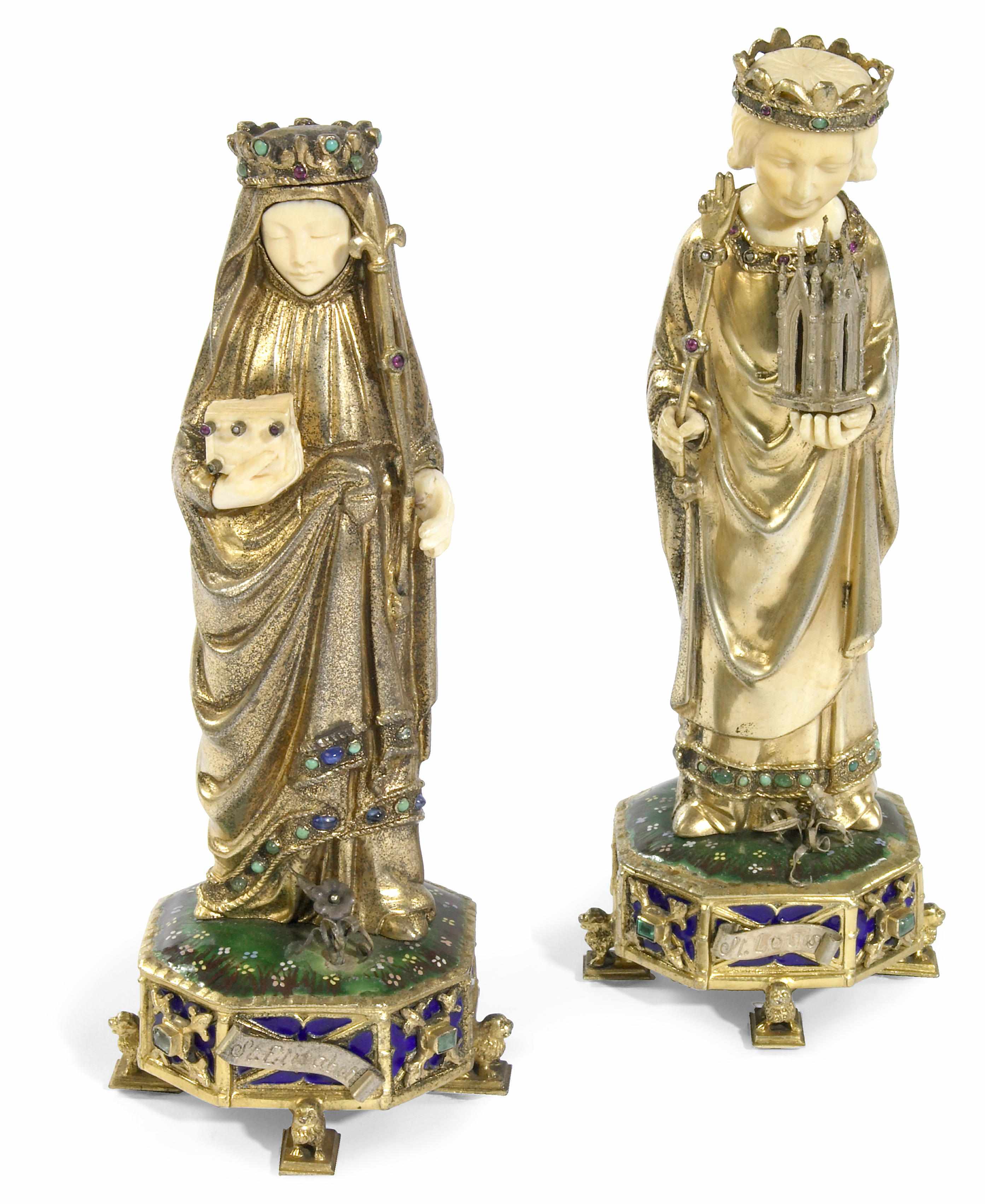 Appraisal: A group of two similar silver gilt enamel gem set