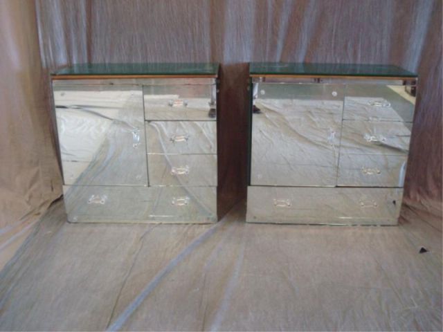 Appraisal: Pair of Vintage Mirrored Cabinets door and drawers and with